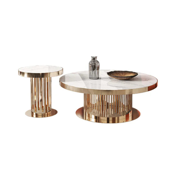 Diora Round Luxury Marble Top Coffee Table Set of 2