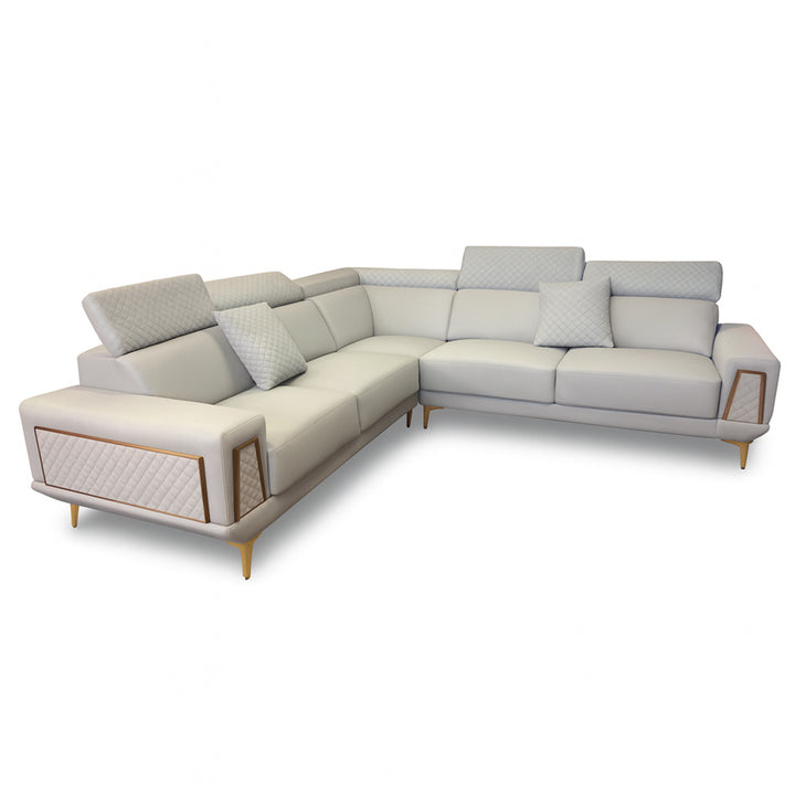 Elara Corner Couch with Gold Accents