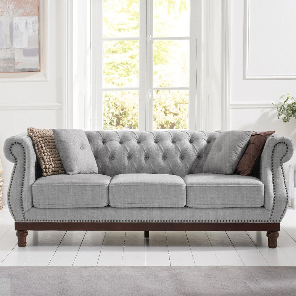 Huda Linen 3 Seater Sofa