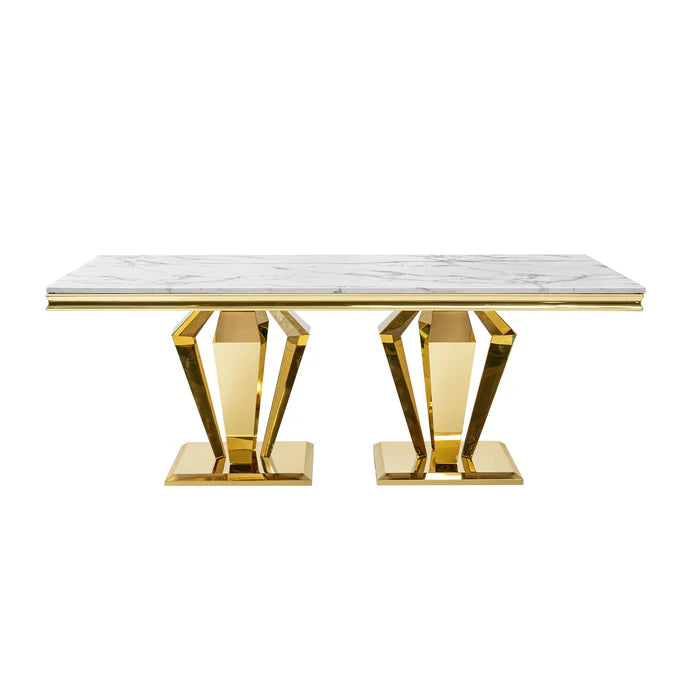 Bellvara Marble & Gold 7-Piece Dining Set