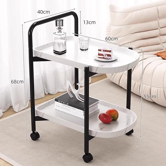 Chloe Marble 2-Tier Storage Trolley/Cart