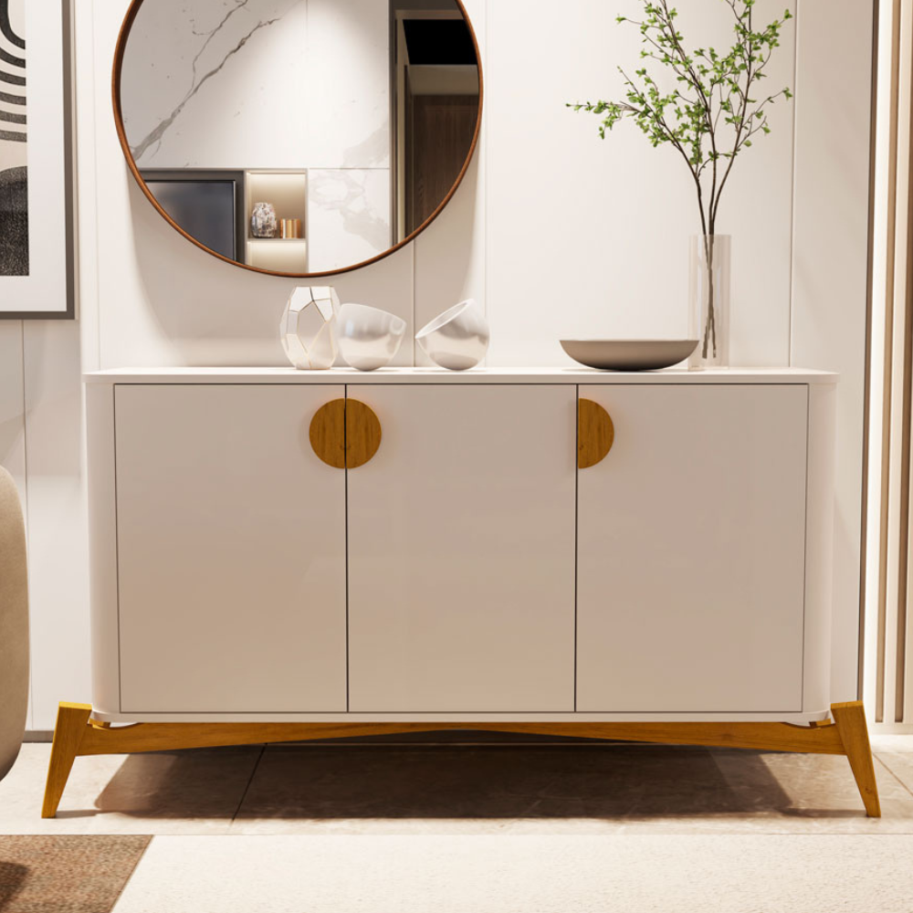 Buriti Buffet with 3 Doors and Solid Wood Legs