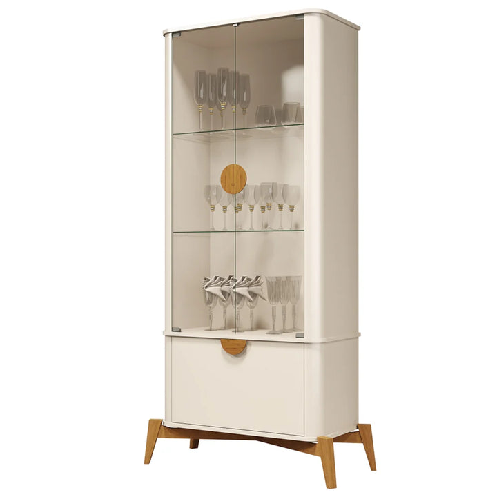 Buriti Glass Cabinet With Solid Wood Legs