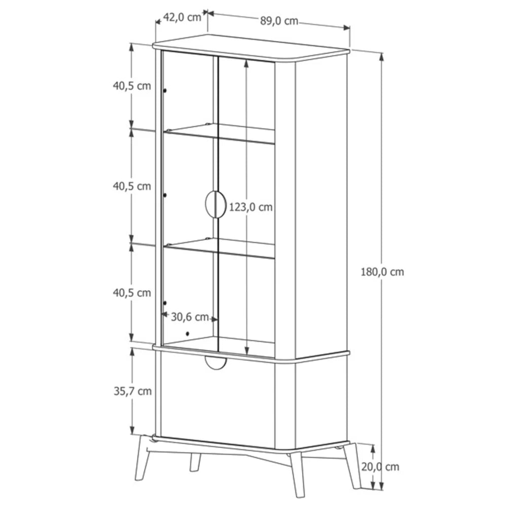 Buriti Glass Cabinet With Solid Wood Legs