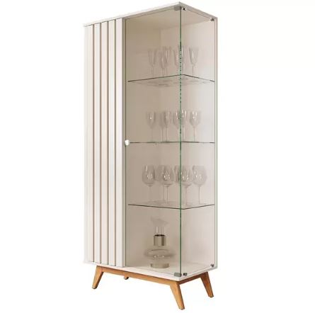 Açaí Glass Cabinet With Solid Wood Legs