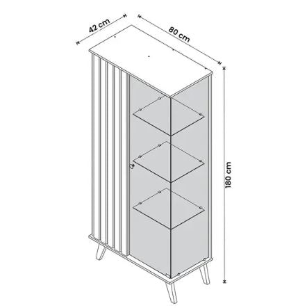 Açaí Glass Cabinet With Solid Wood Legs
