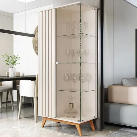Açaí Glass Cabinet With Solid Wood Legs