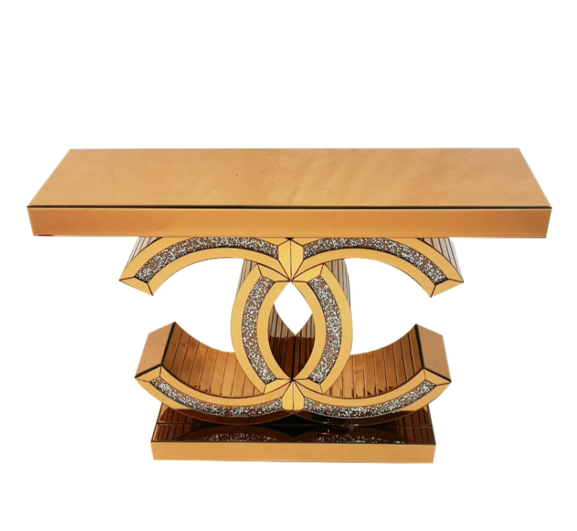 Chaco Rose Gold Mirrored Console Table