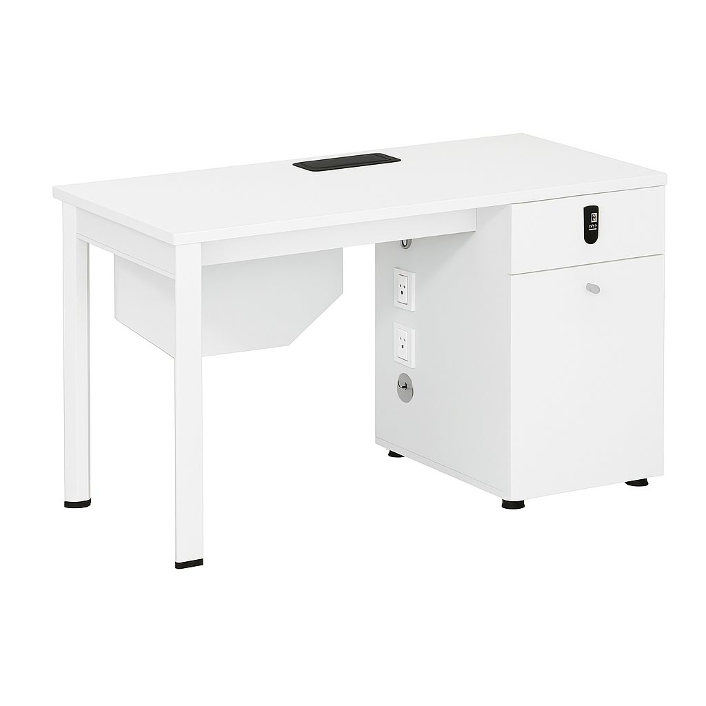 Vertex Pro White Office Desk with Power Ports