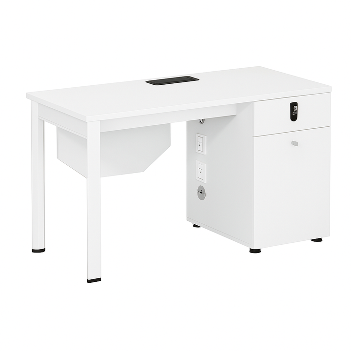 Vertex Pro White Office Desk with Power Ports