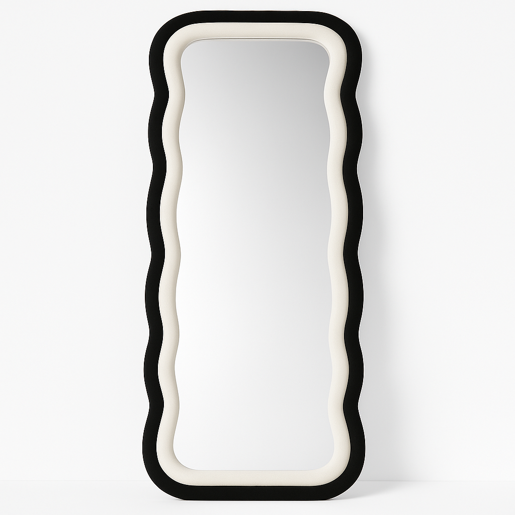 Wavy Full-Length Mirror with Velvet Edge