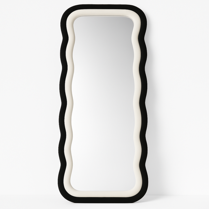 Wavy Full-Length Mirror with Velvet Edge