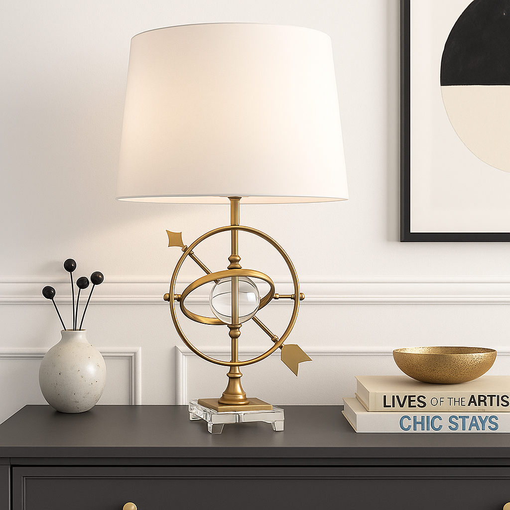 Crystal Globe Rotating Metal Table Lamp