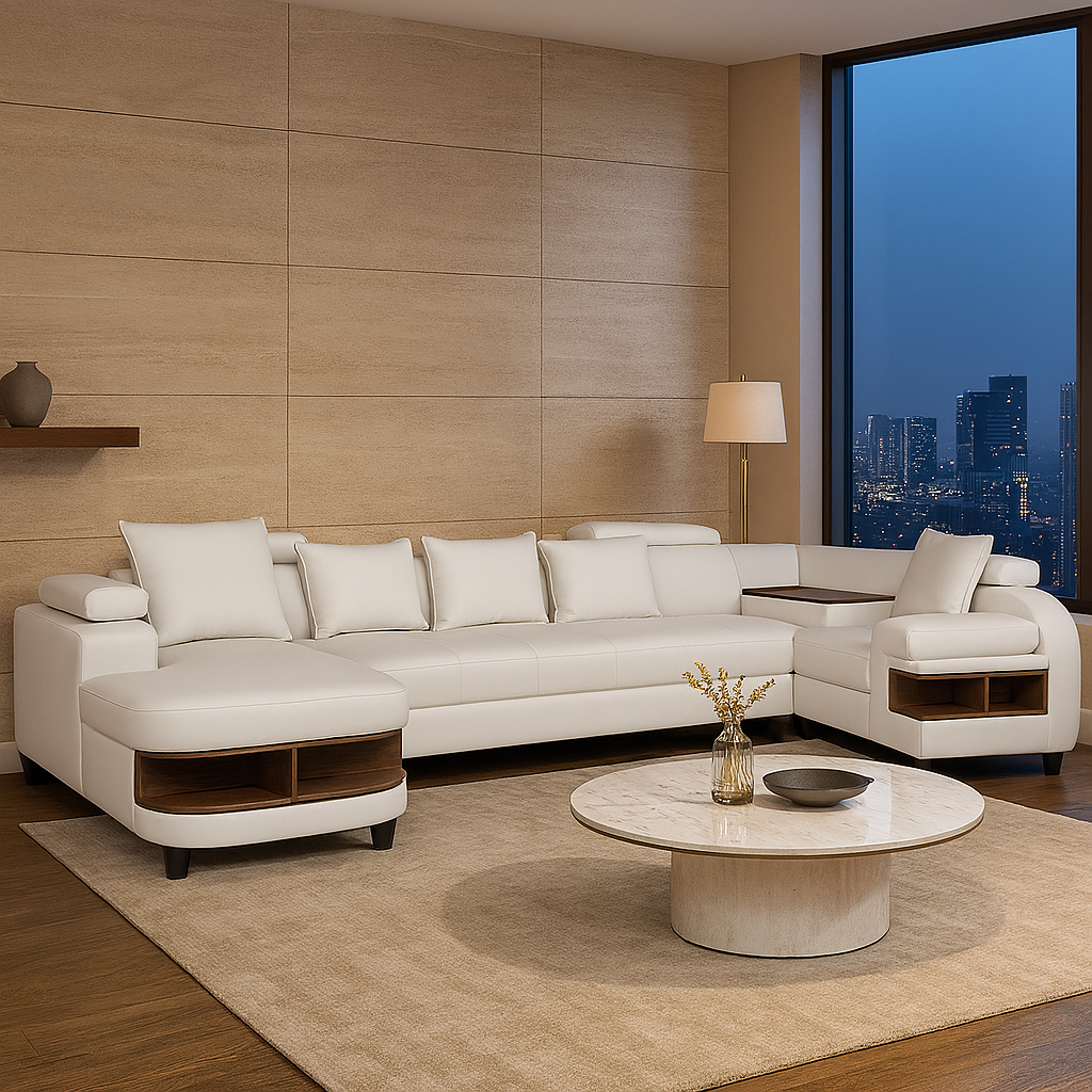 Clarence U Shape Sectional Corner Sofa- PU