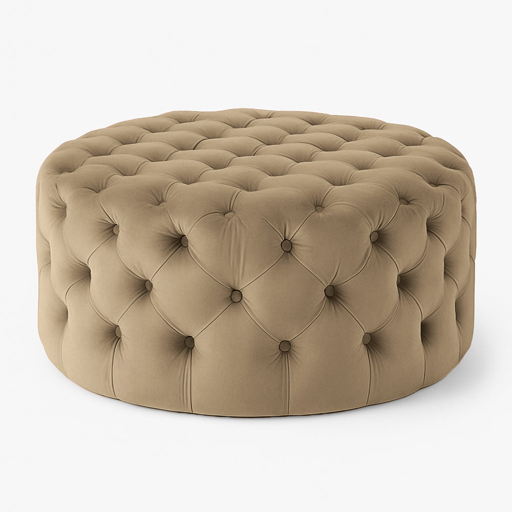 Clark Round Velvet Upholstered Ottoman