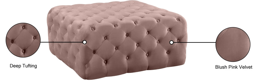 Clark Square Velvet Upholstered Ottoman
