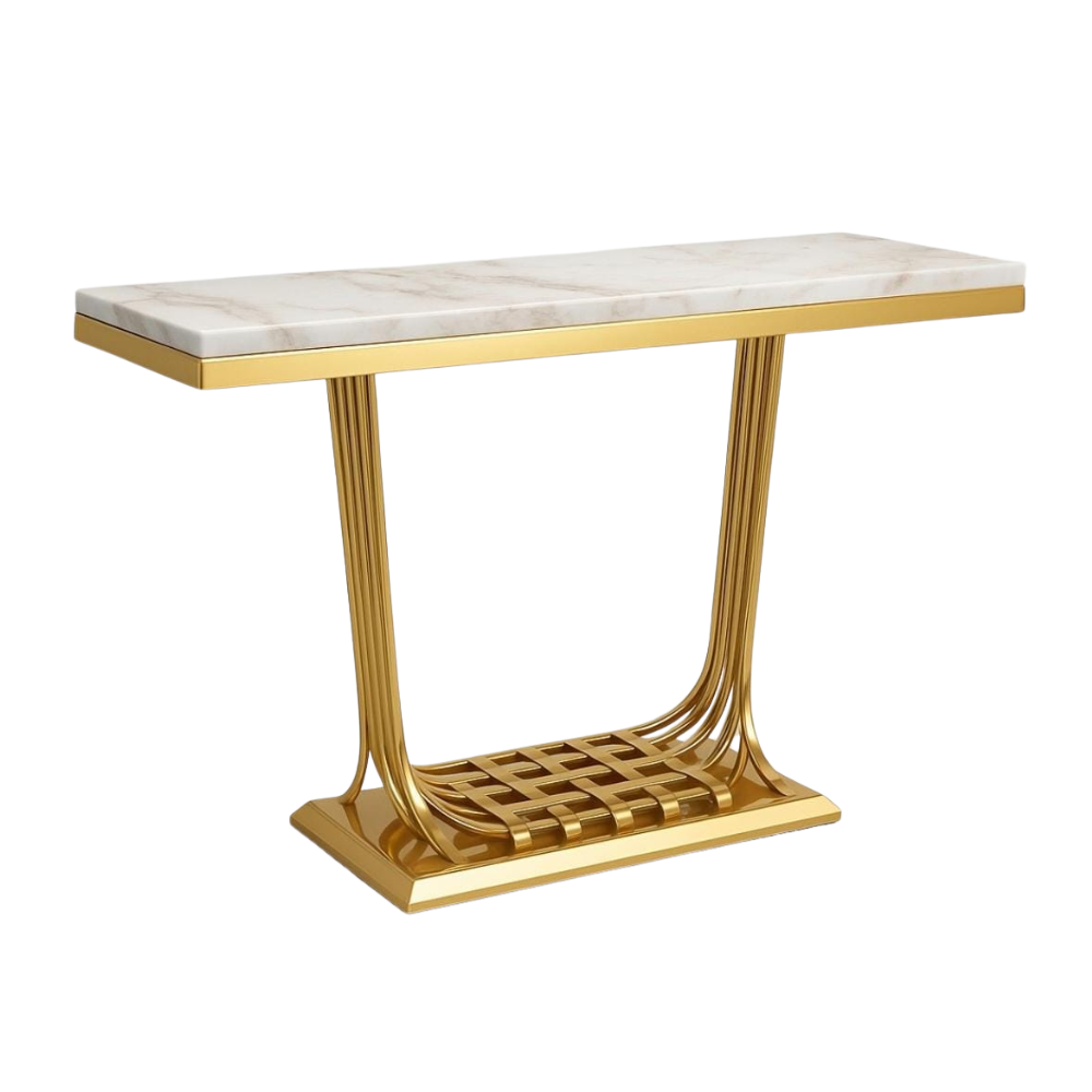 Cassia Marble Top Gold Console Table