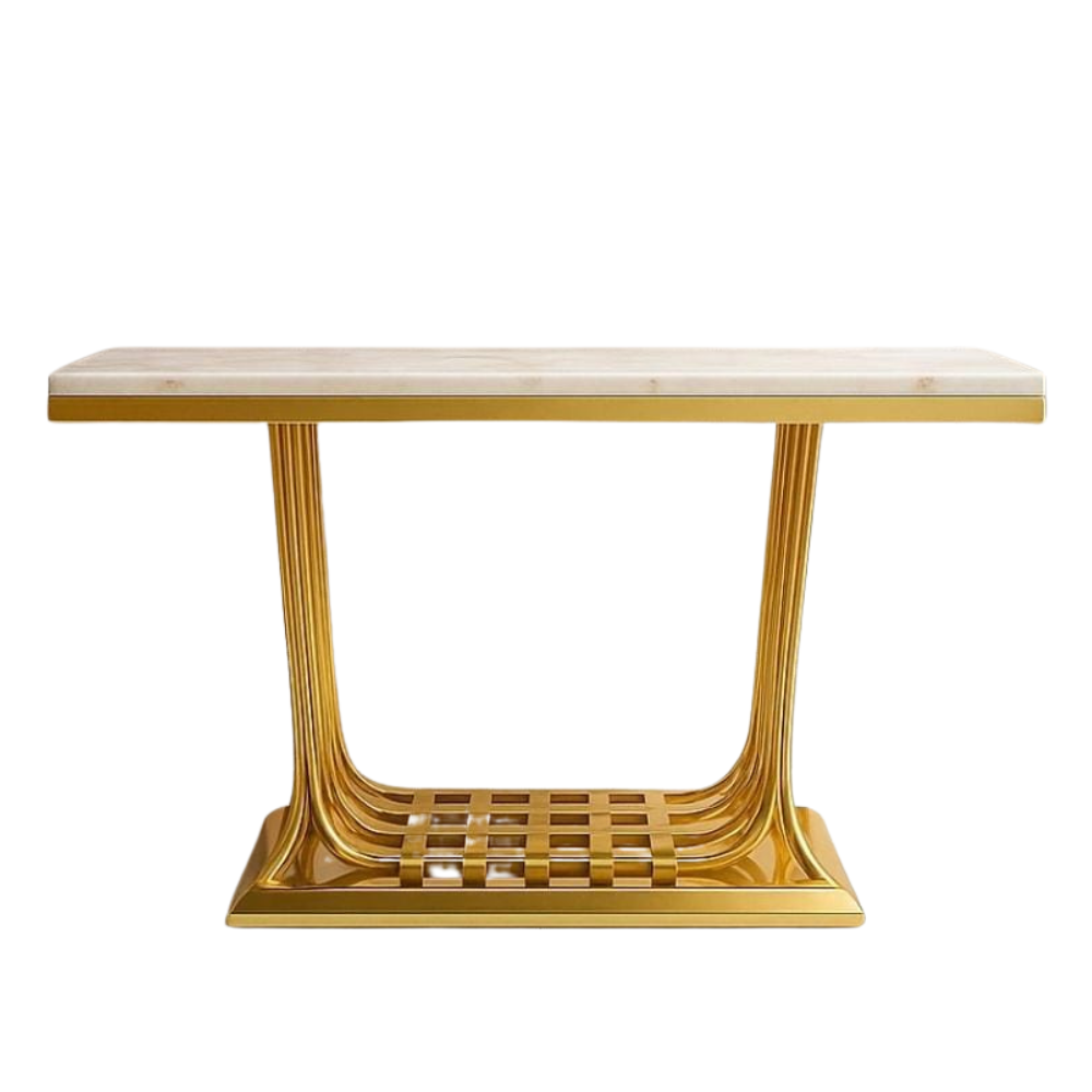 Cassia Marble Top Gold Console Table