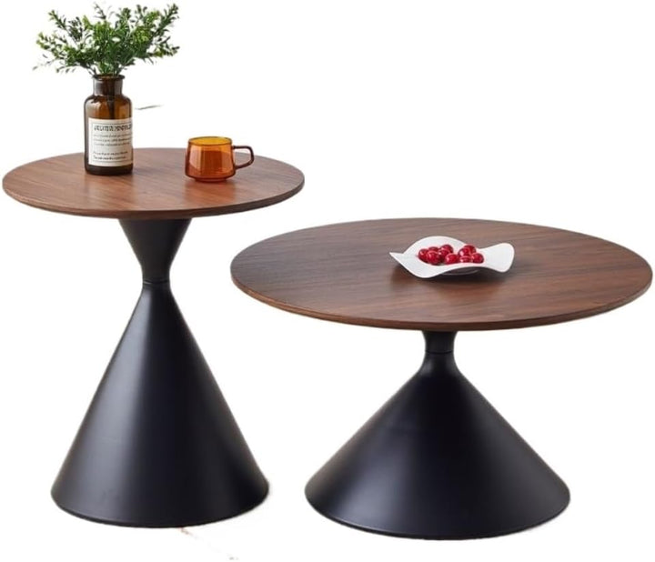 Deora Wood Round Coffee Table with Metal Legs