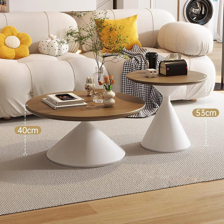 Deora Wood Round Coffee Table with Metal Legs