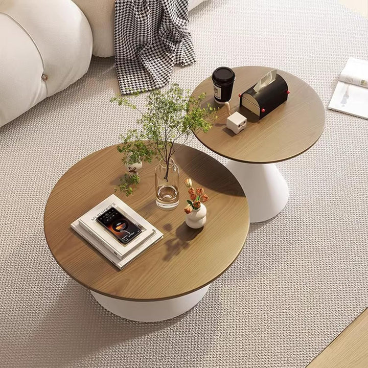 Deora Wood Round Coffee Table with Metal Legs