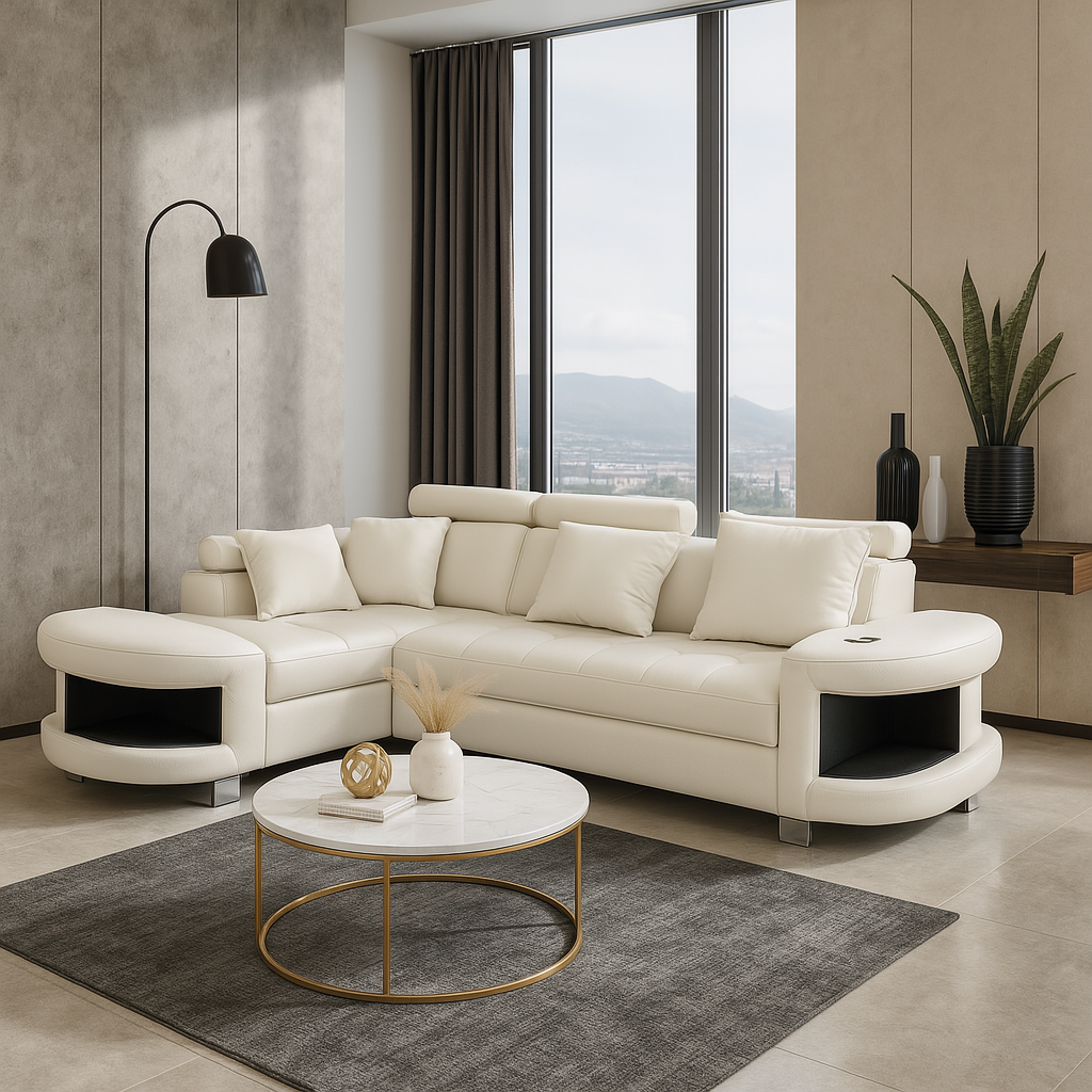 コーナーソファ Designer Sofa Maggie L Shape Corner Sofa-PU – Designer Concepts - Furniture