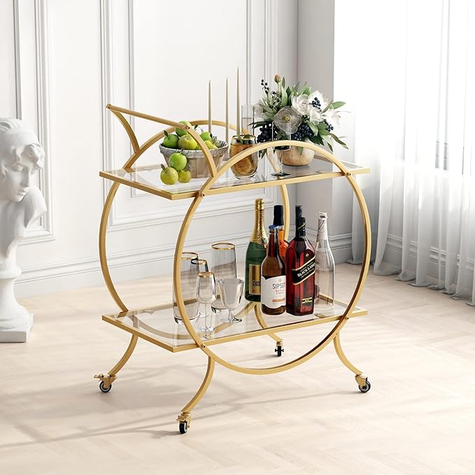 Mazena  2 Mirrored Serving Trolley/Cart