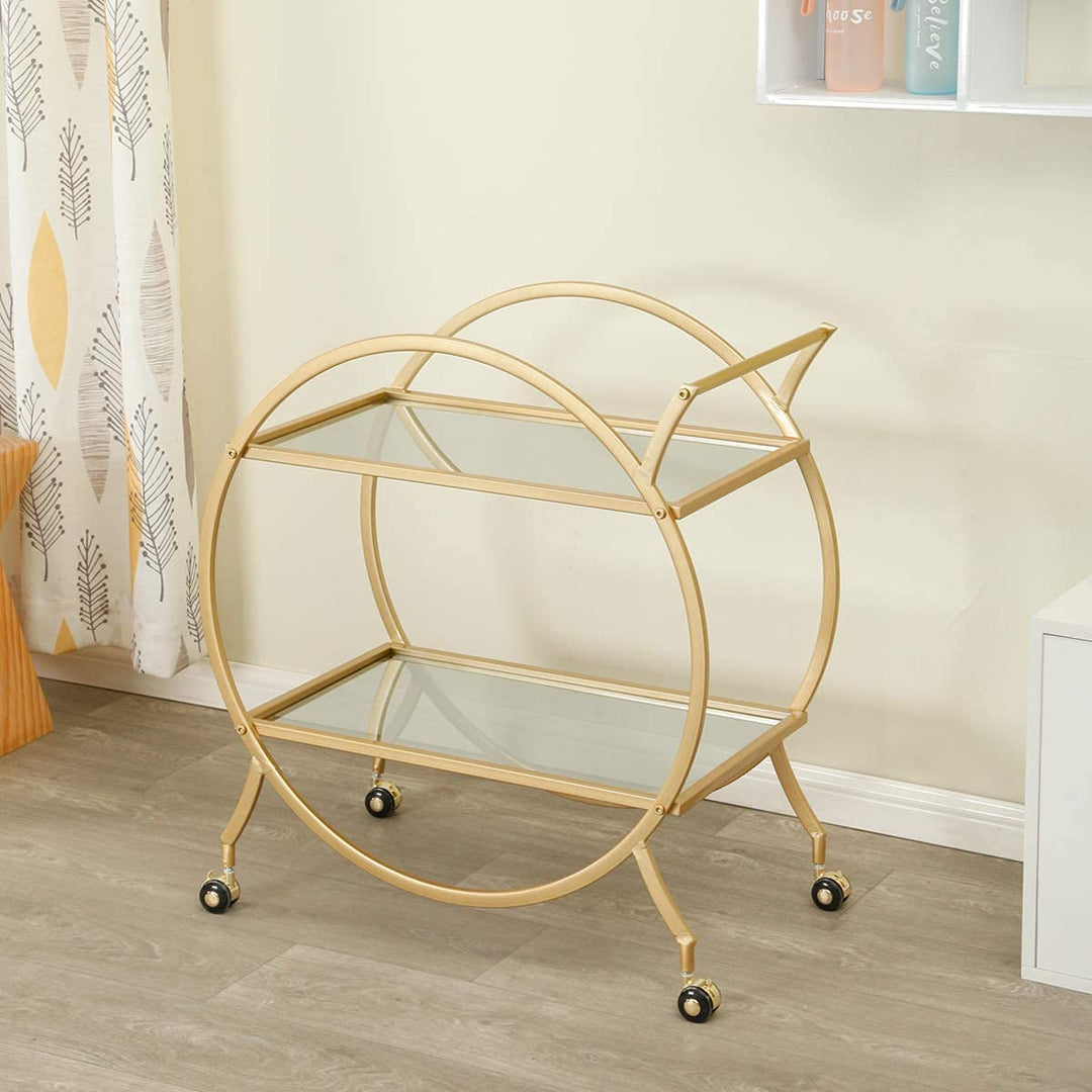 Mazena  2 Mirrored Serving Trolley/Cart