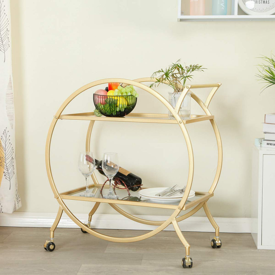 Mazena  2 Mirrored Serving Trolley/Cart