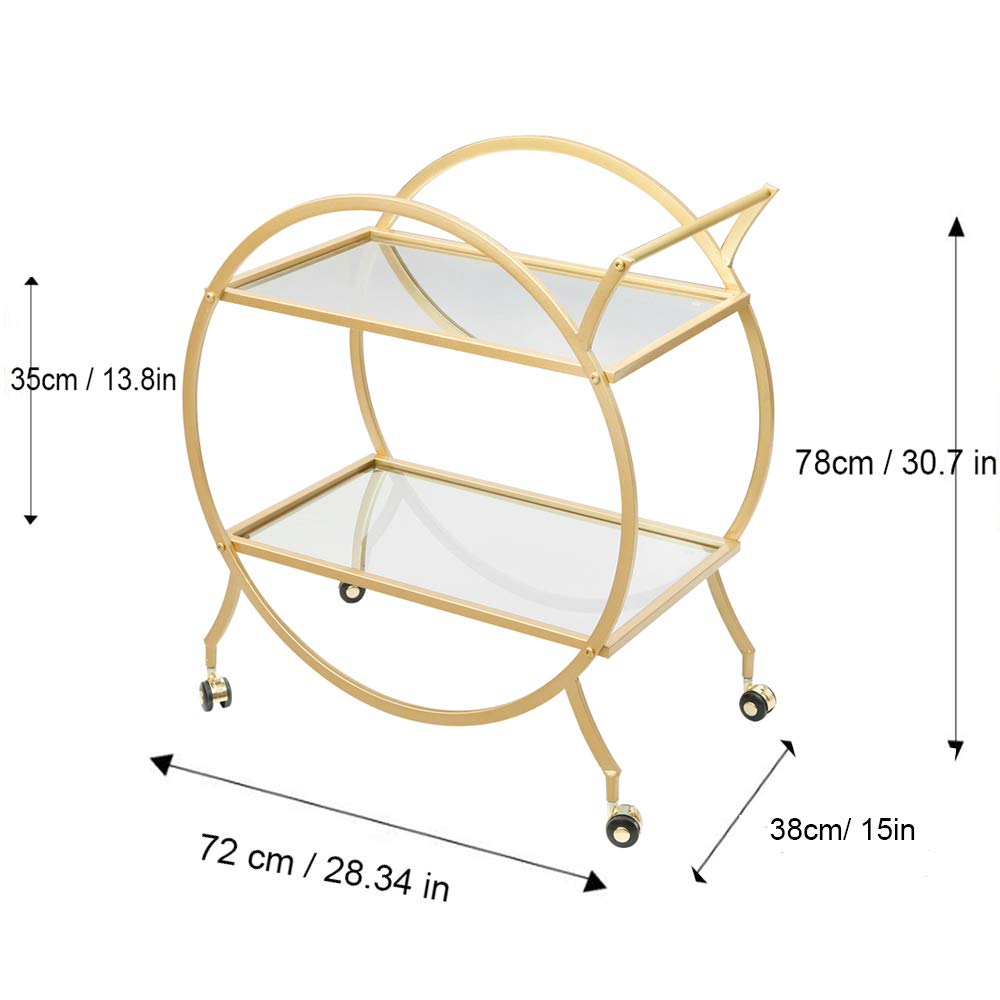 Mazena  2 Mirrored Serving Trolley/Cart