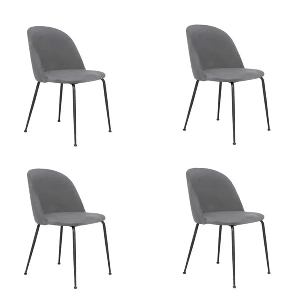 Oona Grey Velvet Chair (Set of 4)