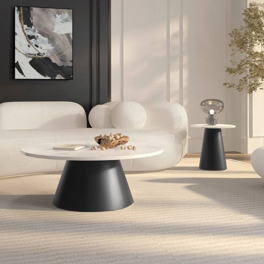 Ortanga  Set of 2 Stone Top Coffee Table - White
