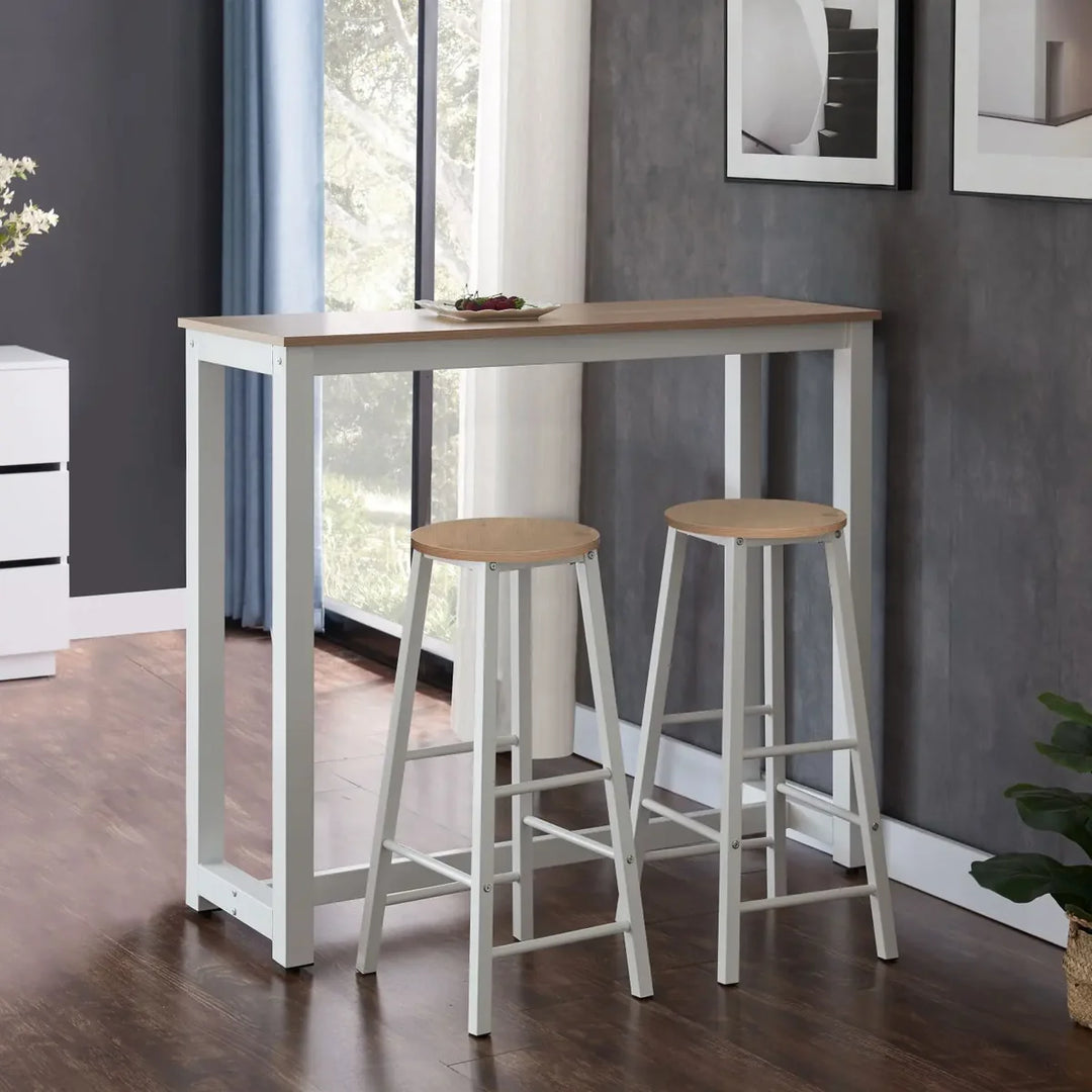 Rain 3 Piece Table Set White – Light oak