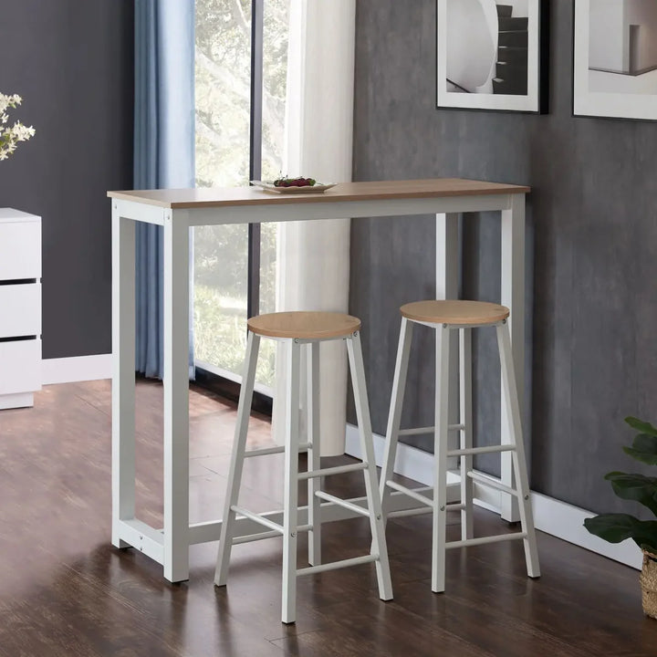 Rain 3 Piece Table Set White – Light oak