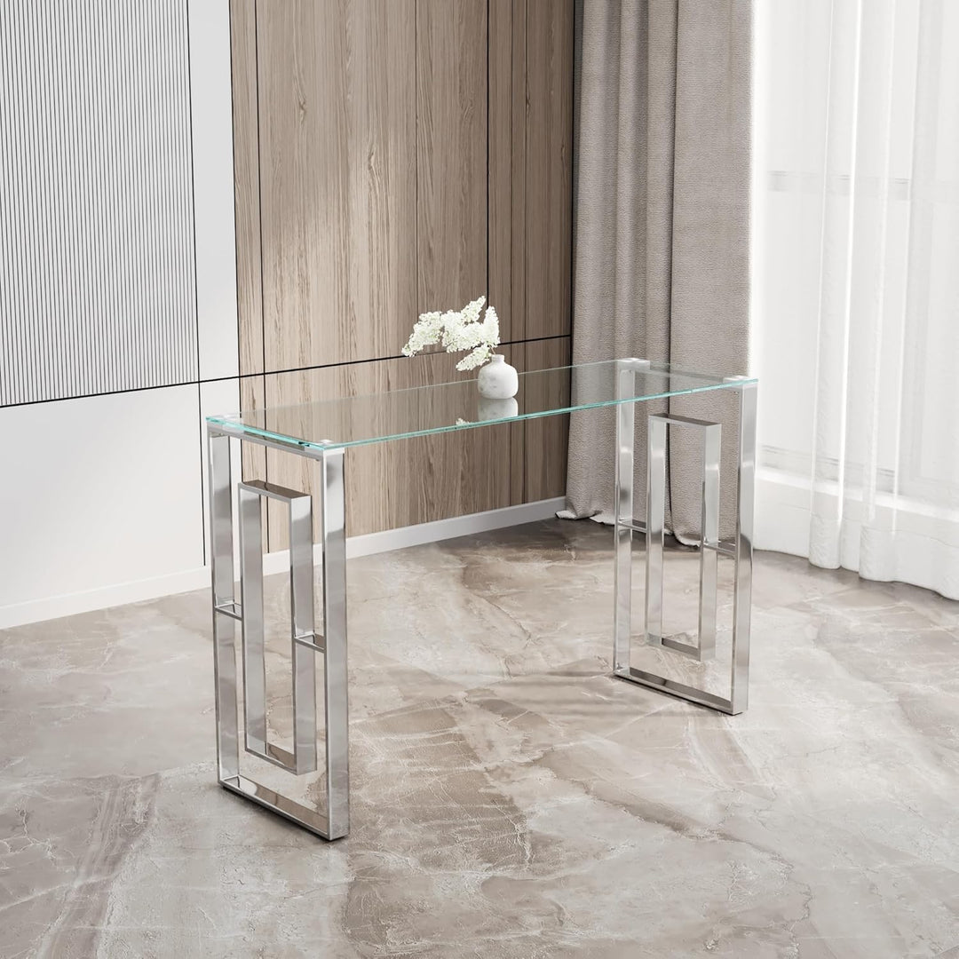 Sara Console Table Stainless Steel Glass