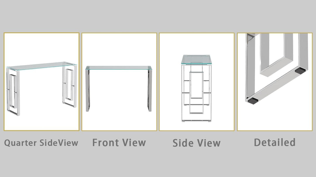 Sara Console Table Stainless Steel Glass