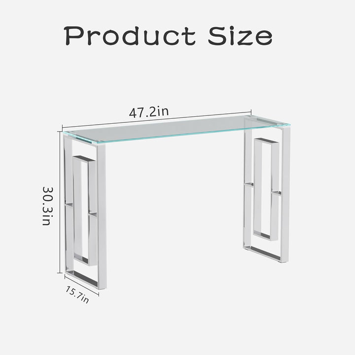 Sara Console Table Stainless Steel Glass