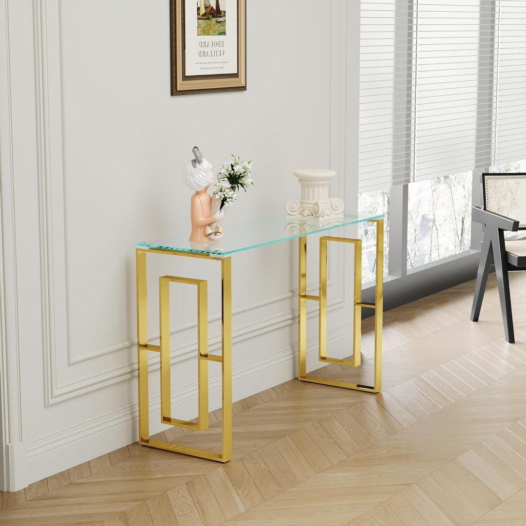 Sara Console Table Stainless Steel Glass