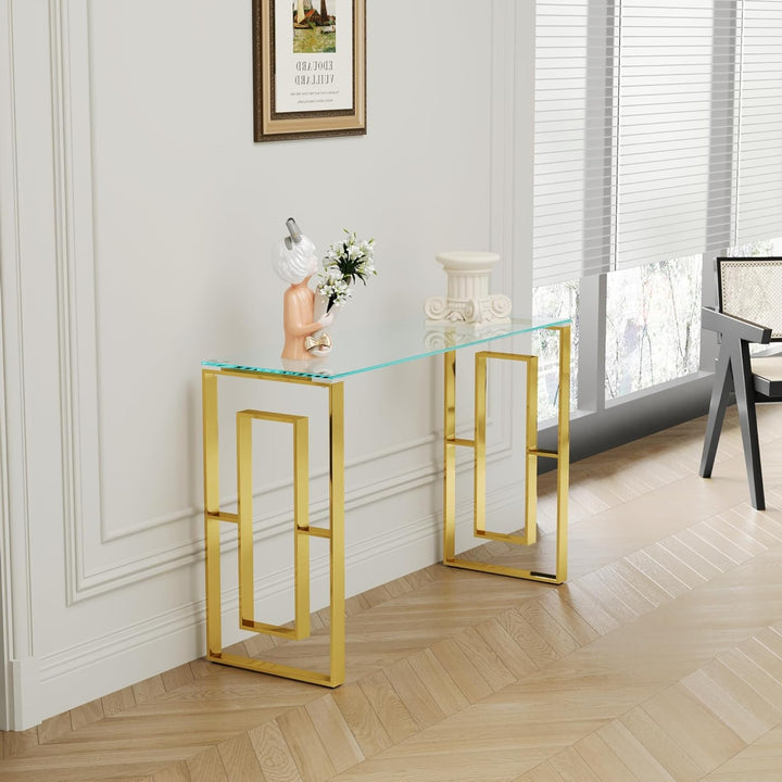 Sara Console Table Stainless Steel Glass