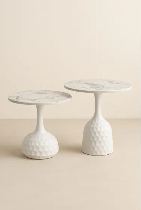 Tessera Sculpted Marble-Top Coffee Table Set (2-Piece)