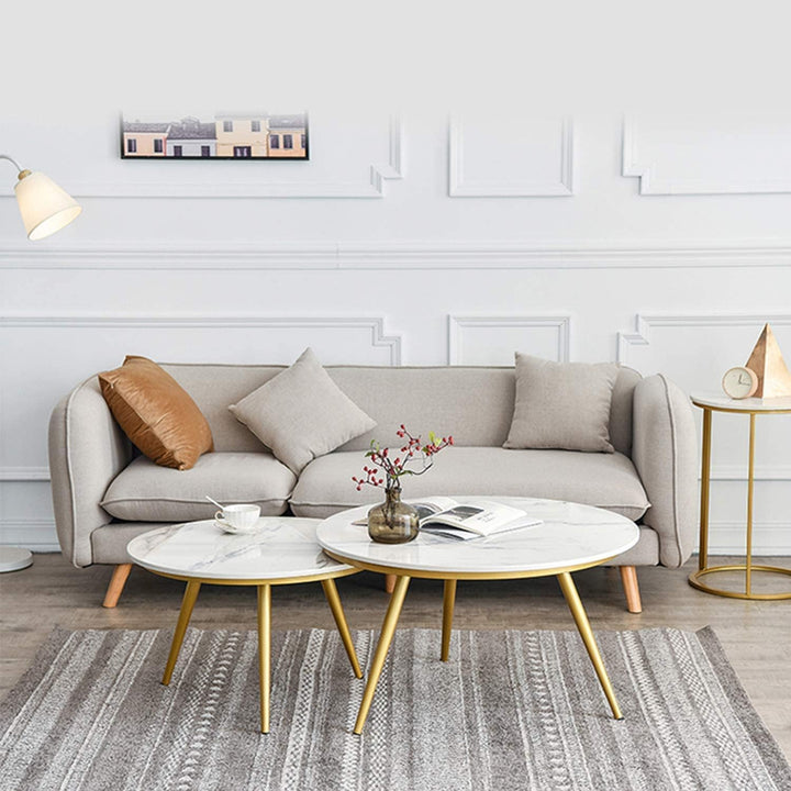 Selene Round Nesting Marble Gold Coffee Table