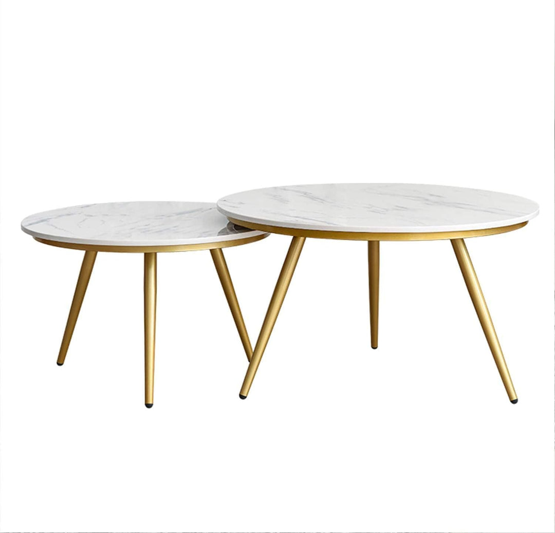 Selene Round Nesting Marble Gold Coffee Table