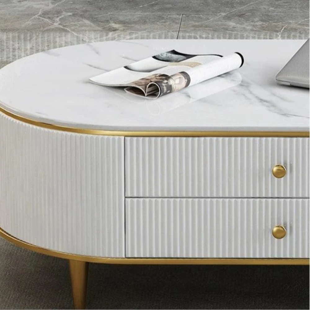 Amaya White & Gold Luxury Coffee Table