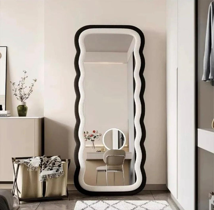 Wavy Full-Length Mirror with Velvet Edge