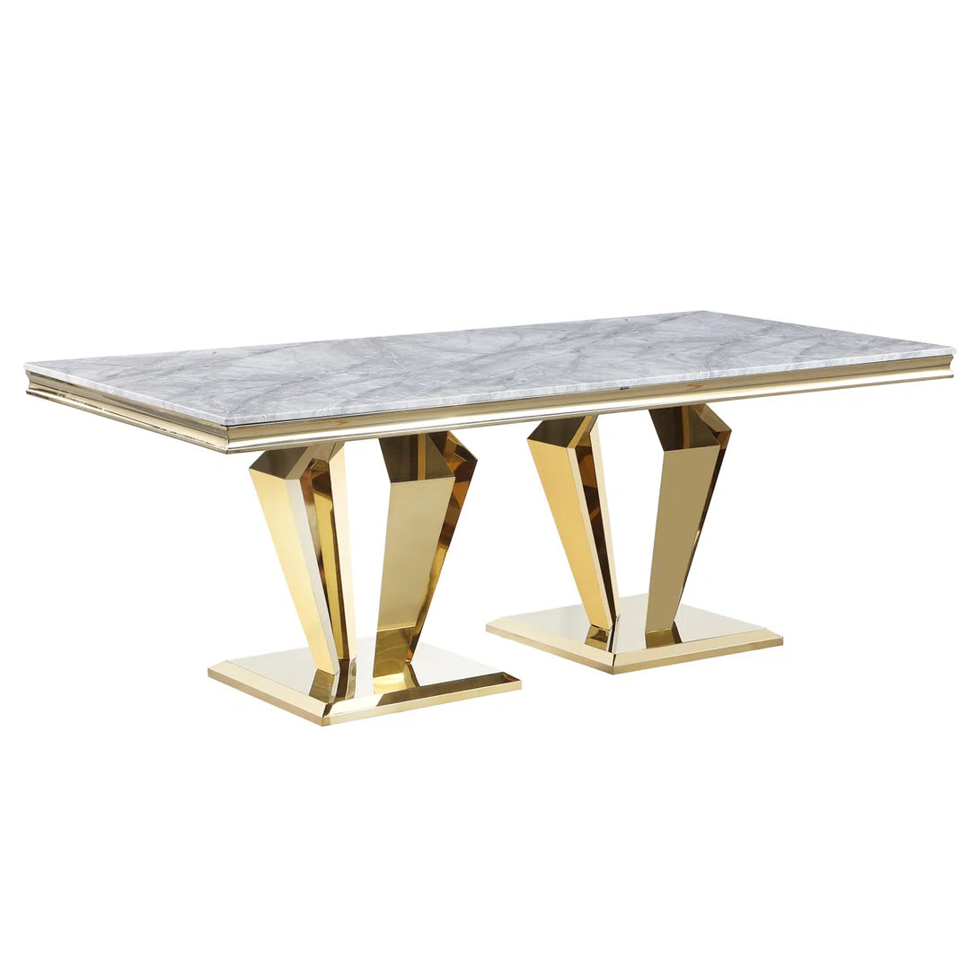 Bellvara Marble & Gold 7-Piece Dining Set