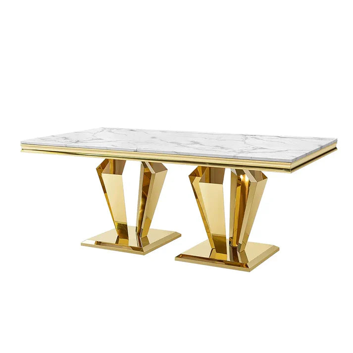 Bellvara Marble & Gold Dining Table