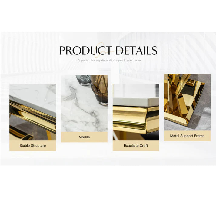 Bellvara Marble & Gold Dining Table