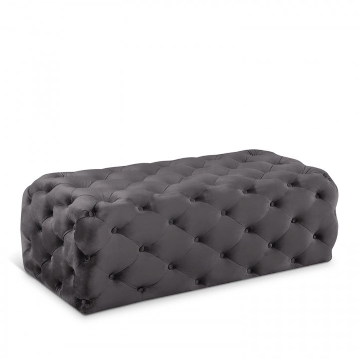 Clark Rec Velvet Upholstered Ottoman Bench