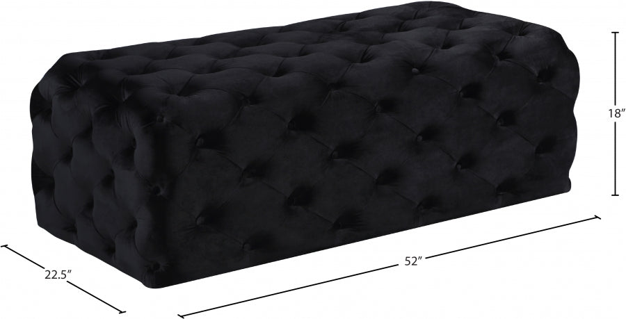 Clark Rec Velvet Upholstered Ottoman Bench