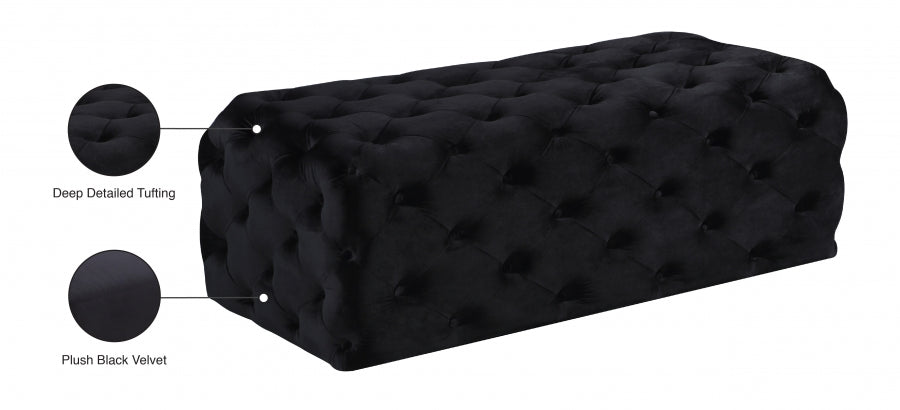 Clark Rec Velvet Upholstered Ottoman Bench